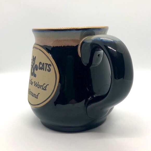 Glazed Ceramic, Pottery-Style Cat Themed Coffee Mug - Picture 2 of 7